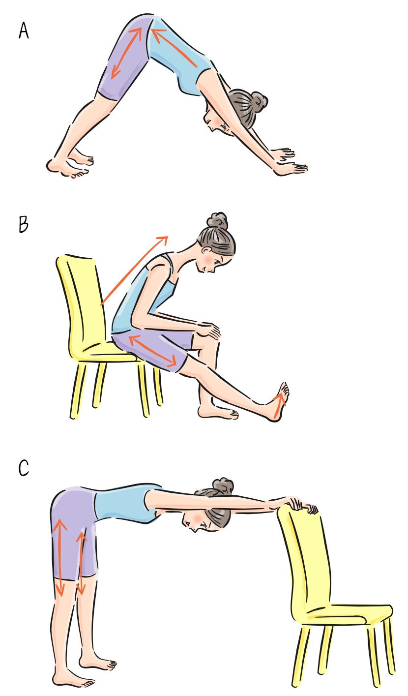 太ももの裏側の痛みに効くストレッチのイラスト